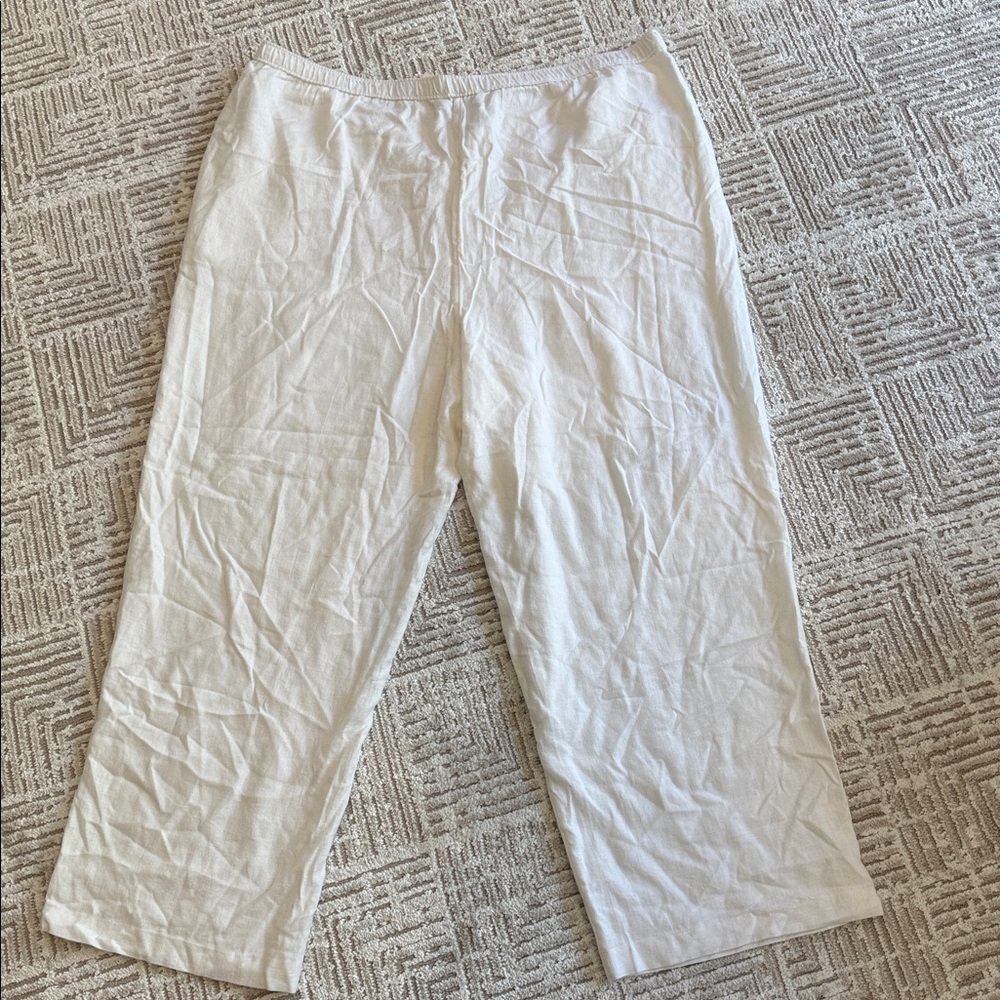 NWT Abercrombie and Fitch White Linen Blend Pull On Pants - Picture 3 of 7